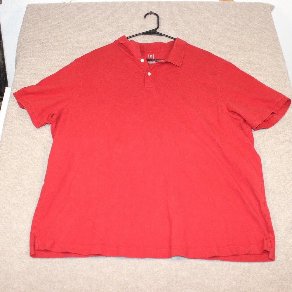 George Mens Red Short Sleeve Pique Polo Shirt Size 2XL 50-52 Classic Fit